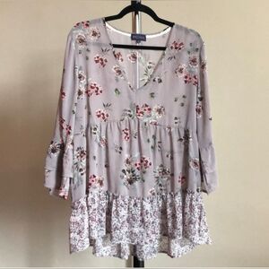 Artesia Grayish Purple Floral Chiffon  Top